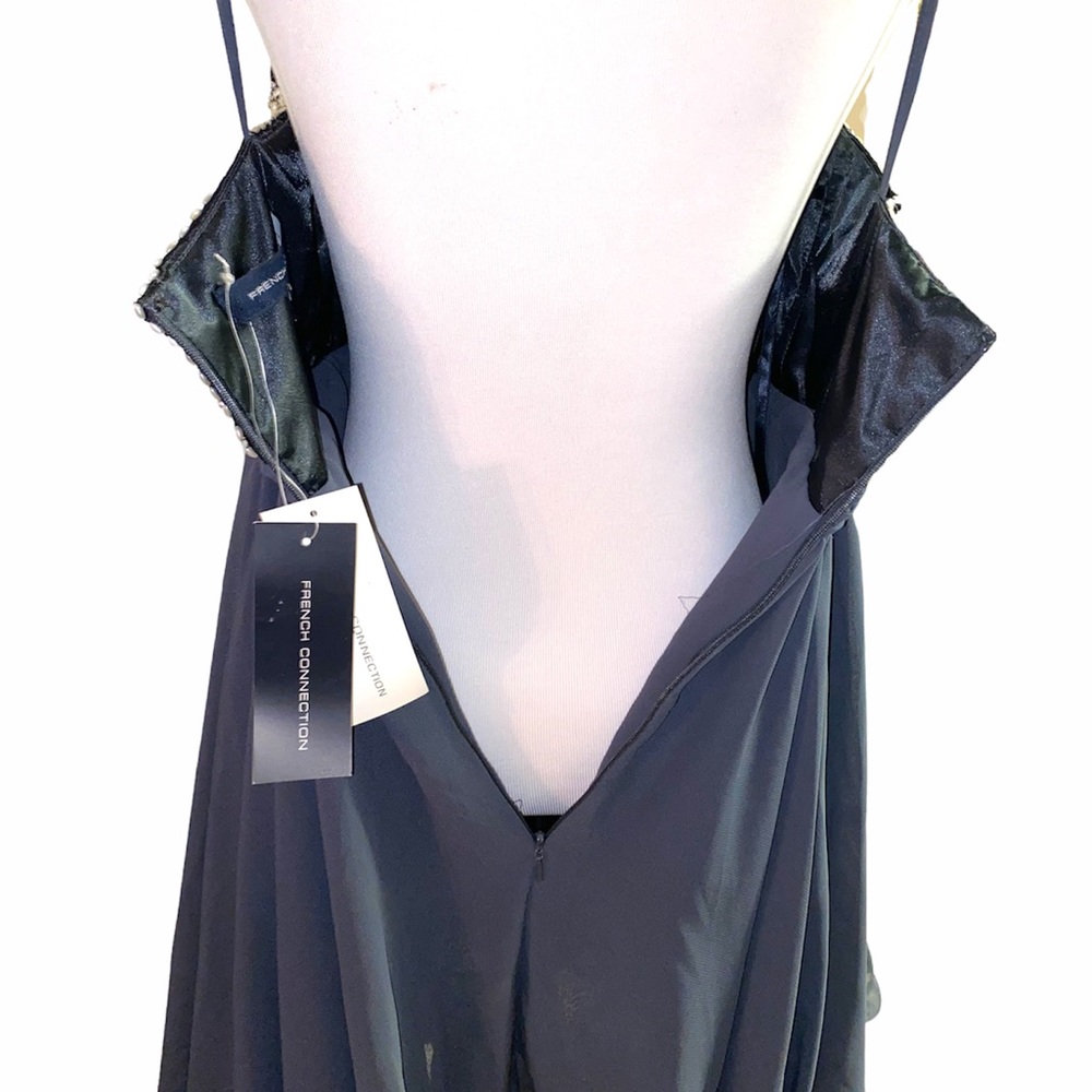 French Connection New! gorgeous bead embellished flowy dress, gray, size 4 NWT - Picture 14 of 15